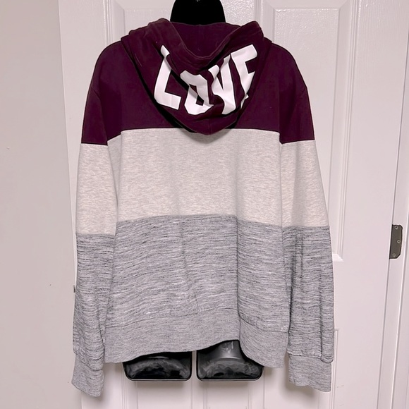 REFLEX 🥶 COTTON BLEND LACE-UP “LOVE” KANGAROO POCKET HOODED SWEATSHIRT Women 2X - Picture 3 of 7